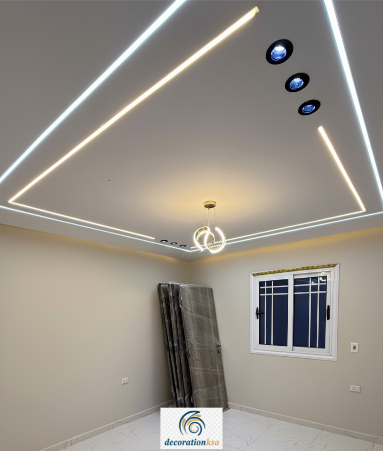اسقف جبس بورد حديثة فلل مع إضاءة LED متكاملة
