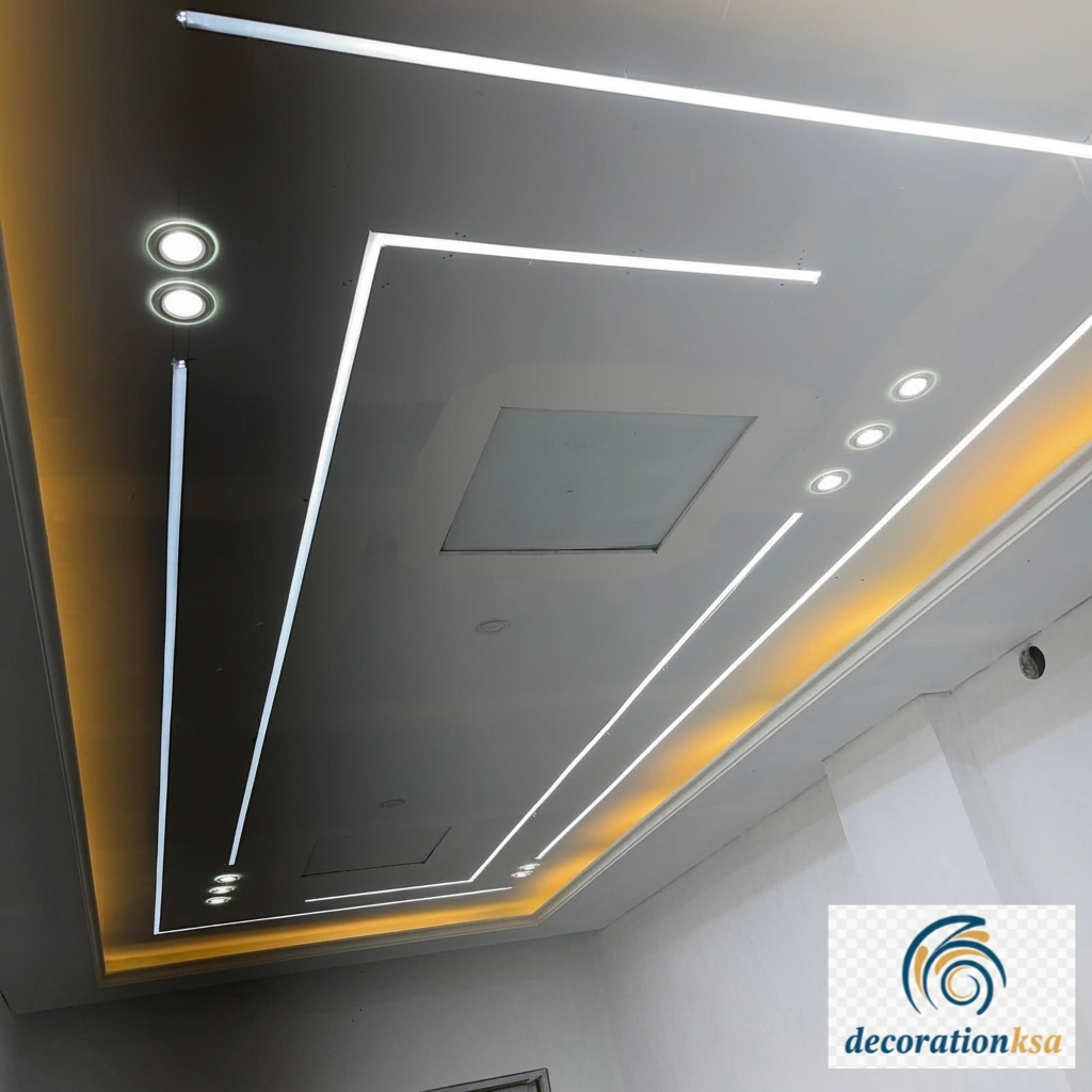 تصاميم جبس بورد هندسية حديثة مع تشطيب نهائي