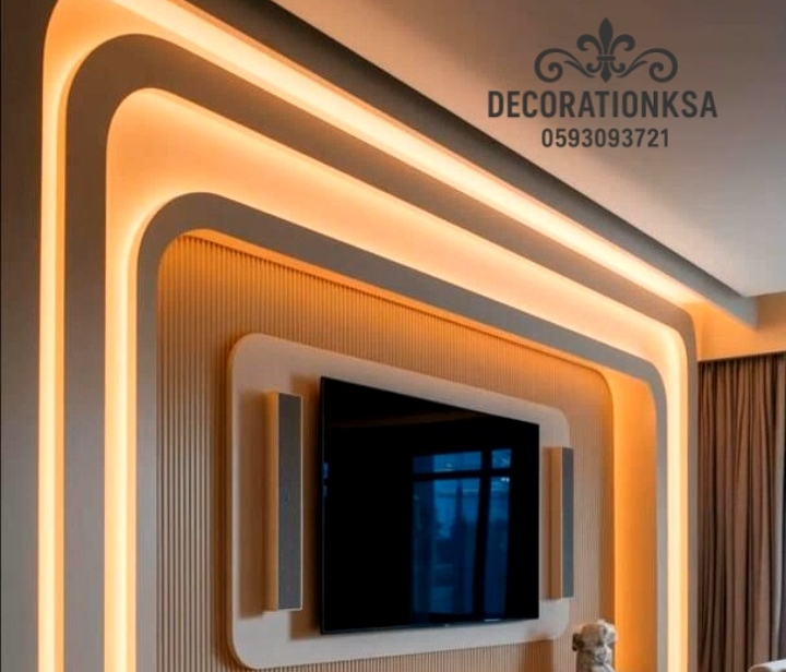 تصميم جدار تلفاز جبسي بالدمام