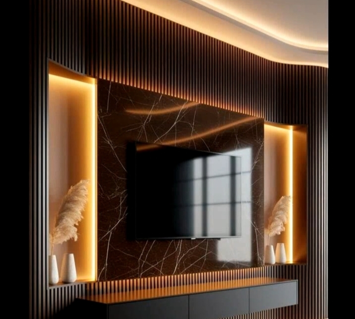 جدار تلفزيون مع إضاءة مخفية في القطيف