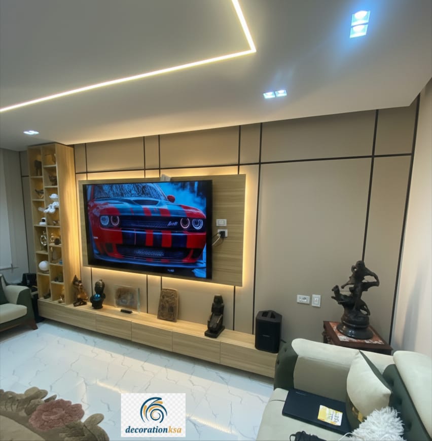 ديكور تلفزيون جداري الأحساء بخامات متباينة
